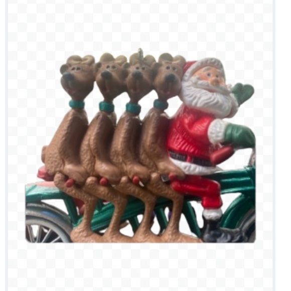 Hallmark Christmas Ornament 1994 Santa Claus Reindeer Bicycle Cyclists - Picture 10 of 11
